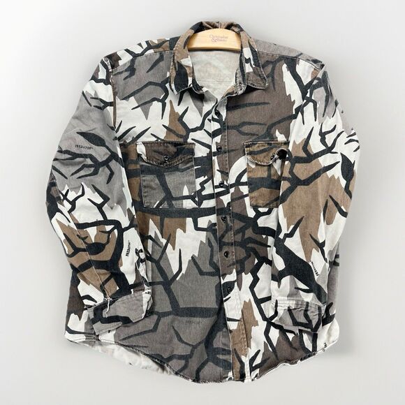 Vintage Predator Mens Camouflage Hunting Button Up Shirt Size XL Outdoor Fishing - Picture 1 of 8